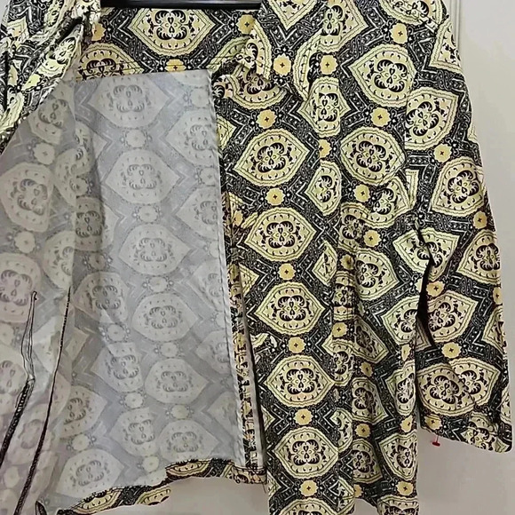 Bamboo Traders Paisley Whimsical Black Yellow Bohemian Plus Jacket Sz 2X - Picture 5 of 7